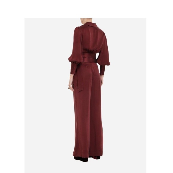 Zimmermann Wonderland Set Silk Blouse and Wide Leg Trousers - Burgundy - Picture 2 of 12